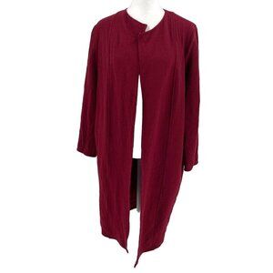 Lafayette 148 100% Wool Crepe Draped Open Front Jacket Coat Red size Small